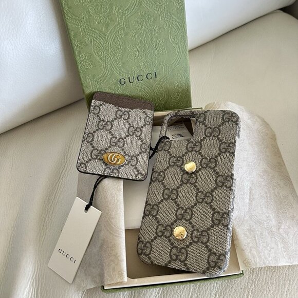 NEW GUCCI GG Supreme iPhone 13 Pro 701583 Cell phone case Brown - Picture 3 of 8